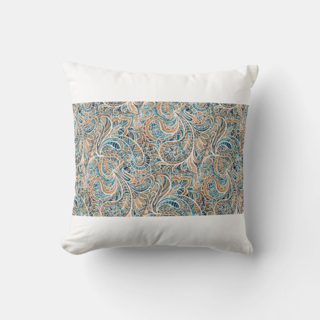 Seamless pattern with multicolor Paisley print. Ha Throw Pillow (Front)