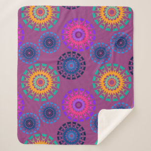 Seamless pattern with multicolored round openwork  sherpa blanket