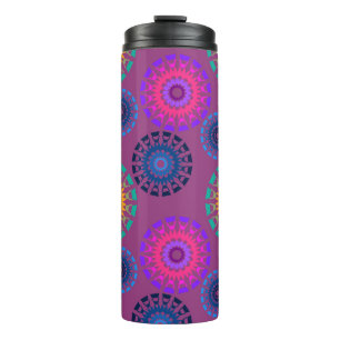 Seamless pattern with multicolored round openwork thermal tumbler