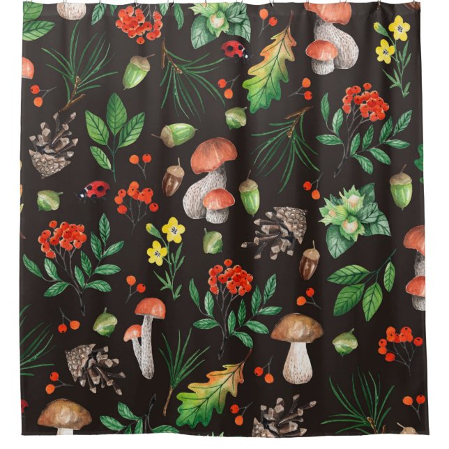 Seamless pattern with mushrooms,nuts,leaves,acorns (Front)