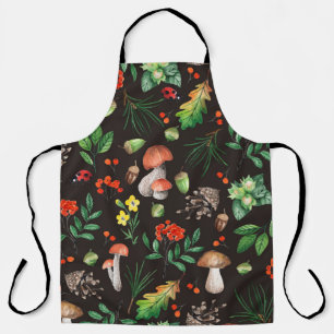 Seamless pattern with mushrooms,nuts,leaves,acorns apron