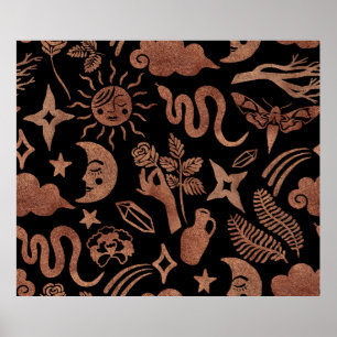 Seamless pattern with mystical and magic symbols.  poster