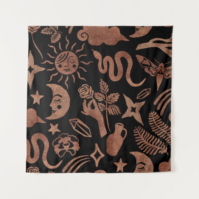 Seamless pattern with mystical and magic symbols.  tapestry (Front)