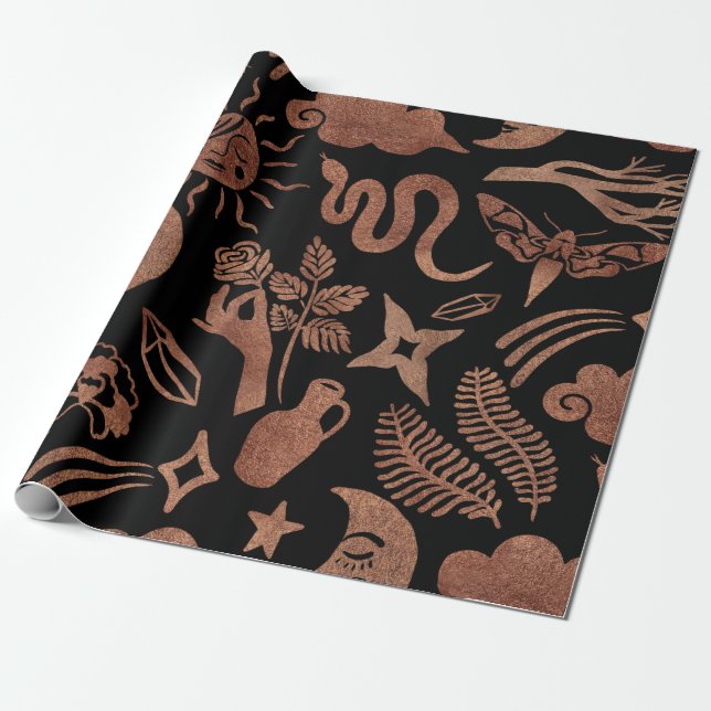 Seamless pattern with mystical and magic symbols.  wrapping paper (Unrolled)