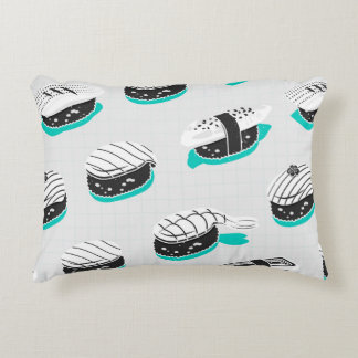 Seamless pattern with nigiri sushi accent pillow