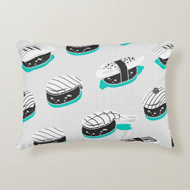 Seamless pattern with nigiri sushi accent pillow (Front)