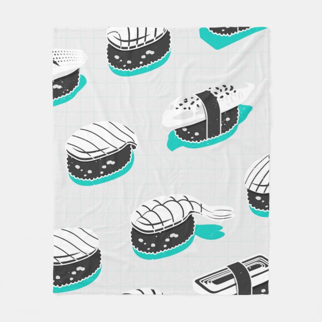 Seamless pattern with nigiri sushi fleece blanket (Front)