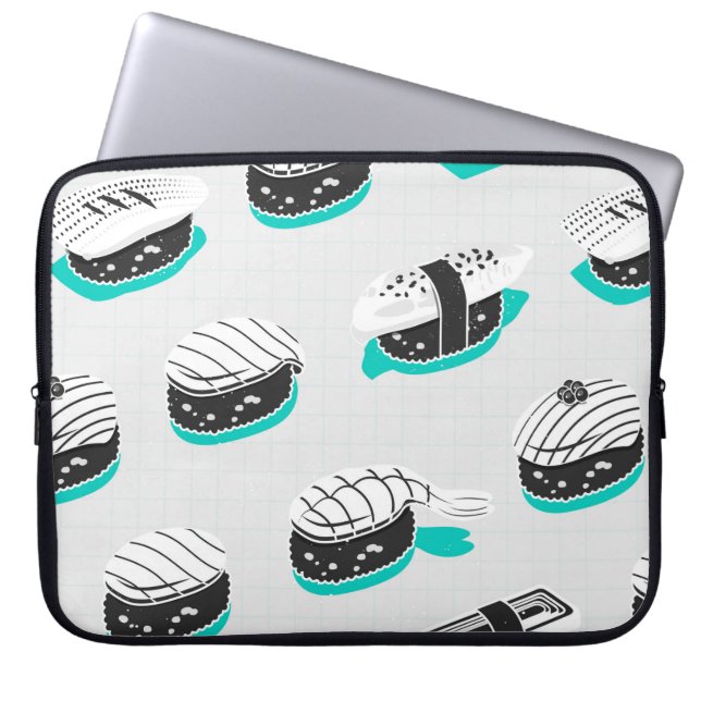Seamless pattern with nigiri sushi laptop sleeve (Front)