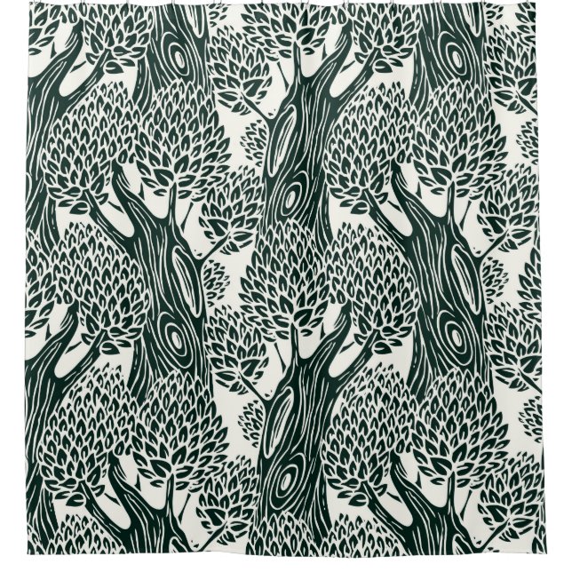  seamless pattern with old deciduous trees. Styliz (Front)