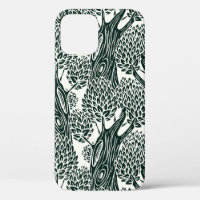 seamless pattern with old deciduous trees. Styliz