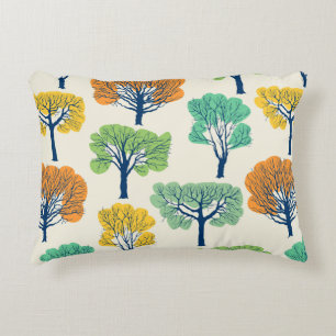 Seamless pattern with old trees accent pillow