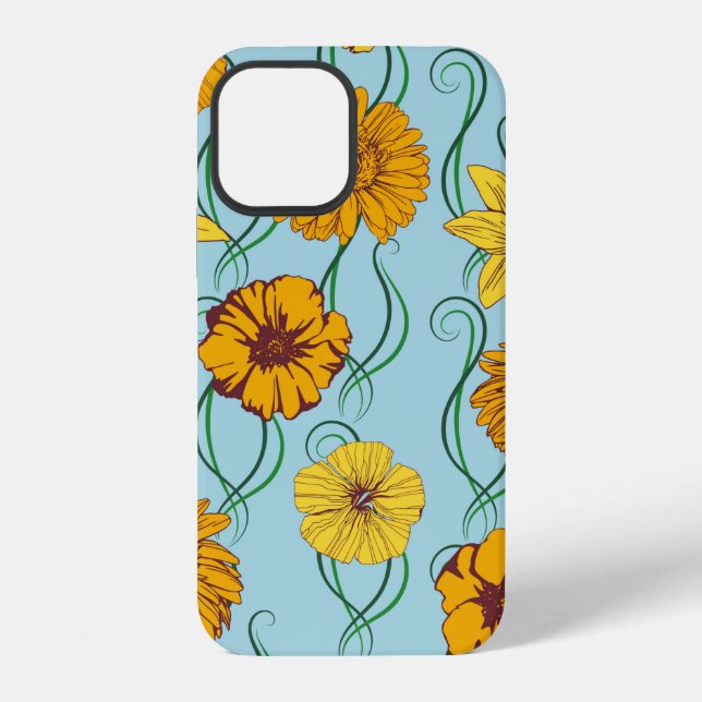 Seamless pattern with orange flowers of wild rose, iPhone case (Back)