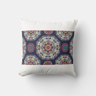 Seamless pattern with ornamental floral ethnic man throw pillow