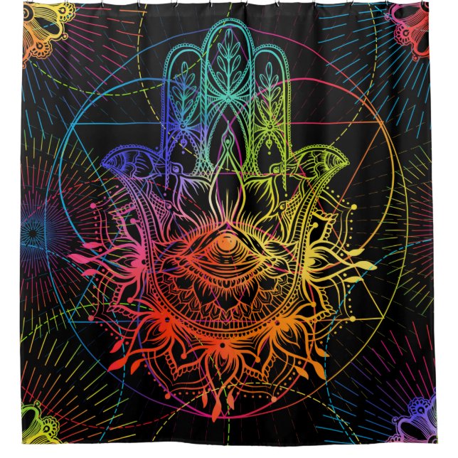 Seamless pattern with ornate hand drawn hamsa. Pop (Front)