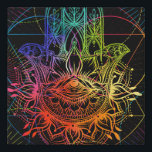 Seamless pattern with ornate hand drawn hamsa. Pop Faux Canvas Print<br><div class="desc">Seamless pattern with ornate hand drawn hamsa. Popular Arabic and Jewish amulet. illustration. illustration in neon,  fluorescent colours.</div>