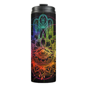 Seamless pattern with ornate hand drawn hamsa. Pop Thermal Tumbler