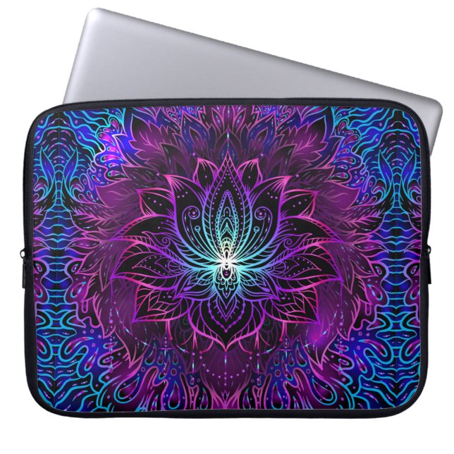 Seamless pattern with ornate Lotus flower. Ayurved Laptop Sleeve (Front)