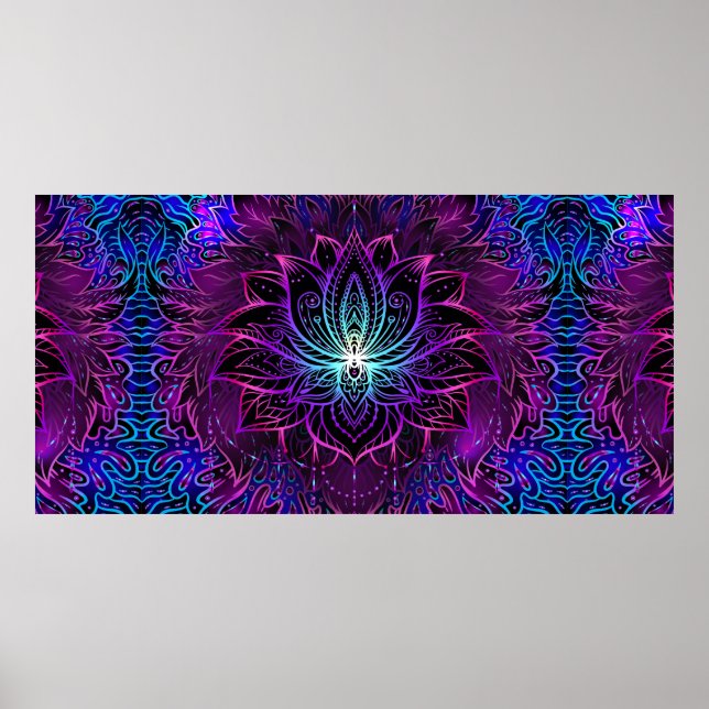 Seamless pattern with ornate Lotus flower. Ayurved Poster (Front)