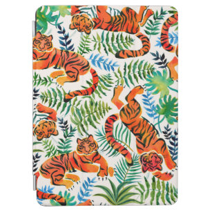 Seamless pattern with painted in watercolor tigers iPad air cover