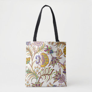 Seamless pattern with paisley floral tote bag