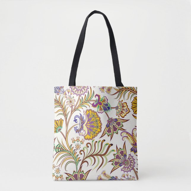 Seamless pattern with paisley floral tote bag (Front)