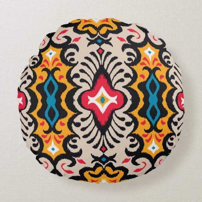 Seamless pattern with paisley ornament round pillow (Front)