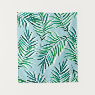 Seamless pattern with palm branches. Watercolor ha Tapestry