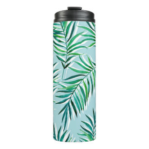 Seamless pattern with palm branches. Watercolor ha Thermal Tumbler