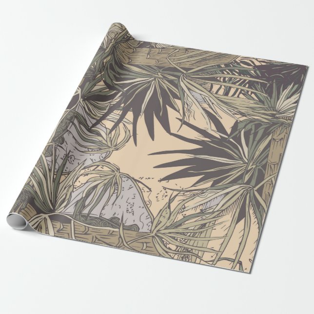 Seamless pattern with palm leaves, brightpattern,t wrapping paper (Unrolled)