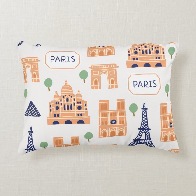 Seamless pattern with Parisian landmarks paris sig Accent Pillow (Front)
