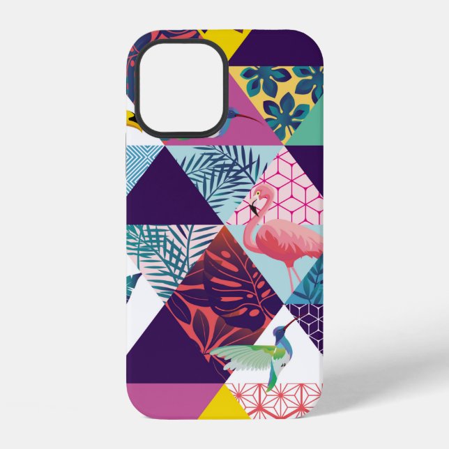 seamless pattern with Parrot, Toucans, Hummingbird iPhone Case (Back)
