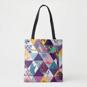 seamless pattern with Parrot, Toucans, Hummingbird Tote Bag