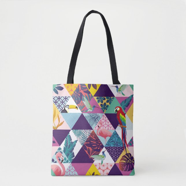 seamless pattern with Parrot, Toucans, Hummingbird Tote Bag (Front)