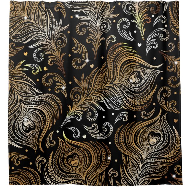 Seamless pattern with peacock feathers. Freehand d (Front)