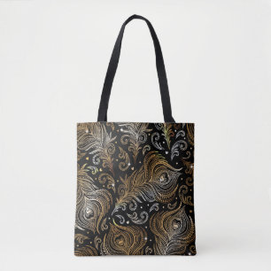 Seamless pattern with peacock feathers. Freehand d Tote Bag