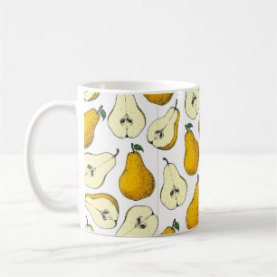 Seamless pattern with pear. Hand drawn pattern bac Coffee Mug