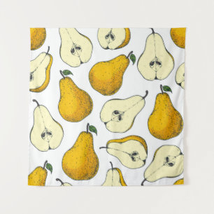 Seamless pattern with pear. Hand drawn pattern bac Tapestry