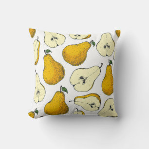 Seamless pattern with pear. Hand drawn pattern bac Throw Pillow