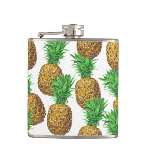 Seamless pattern with pineapples hip flask