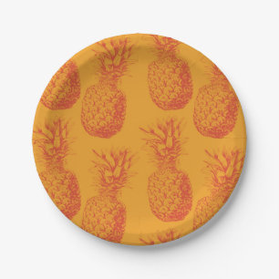 Seamless pattern with pineapples paper plate