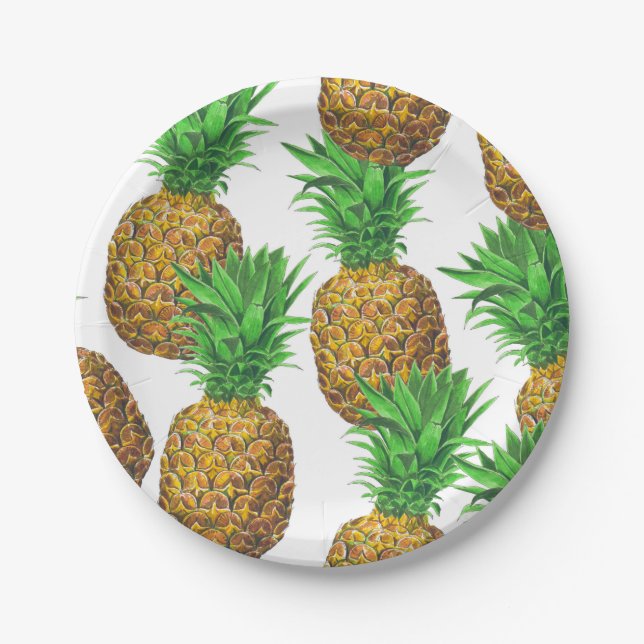 Seamless pattern with pineapples paper plate (Front)