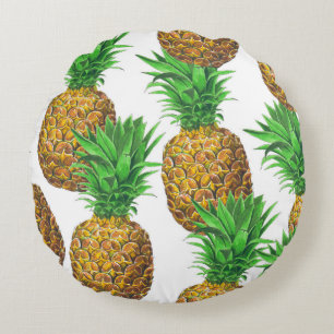 Seamless pattern with pineapples round pillow