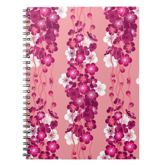 Seamless pattern with pink blossom roses notebook (Front)