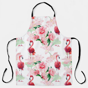 Seamless pattern with pink flamingo apron