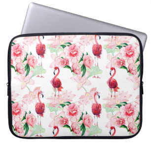 Seamless pattern with pink flamingo laptop sleeve