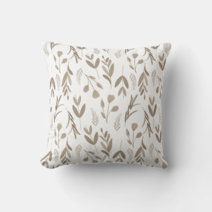 Seamless pattern with plants in a monochrome palet throw pillow