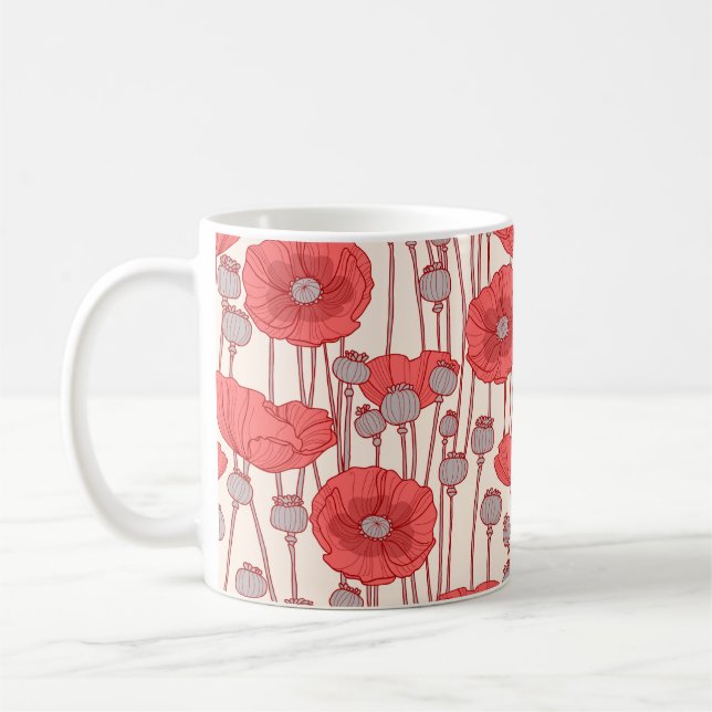 Seamless pattern with poppies.  coffee mug (Left)