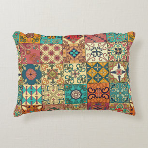 Seamless pattern with portuguese tiles in talavera accent pillow
