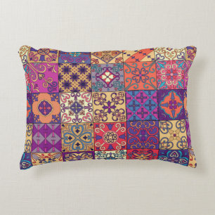 Seamless pattern with portuguese tiles in talavera accent pillow
