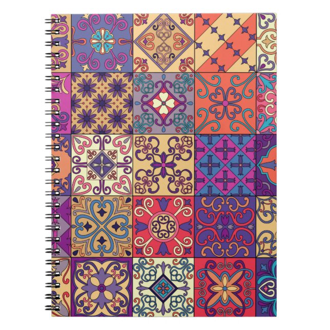 Seamless pattern with portuguese tiles in talavera notebook (Front)
